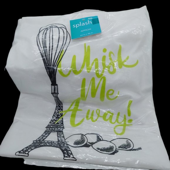Splash Home Apron White that says, "Whisk Me Away!" NWOT - Picture 2 of 4